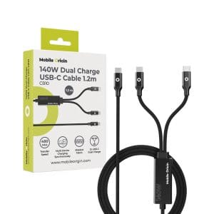 Καλώδιο USB-C σε 2x USB-C Mobile Origin CB10 Dual Charge 140W 1.2m Black