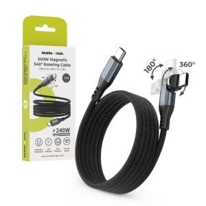 Μαγνητικό Καλώδιο USB-C σε USB-C Mobile Origin CB14 240W 1m με Περιστροφή 540° Space Gray