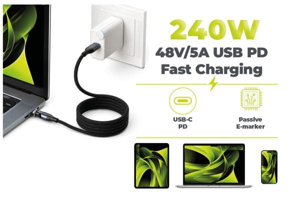 Mobile Origin 240W Magnetic 540° Rotating USB-C to USB-C Cable 1 m CB14