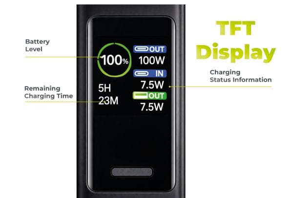 Mobile Origin 30000 mAh TFT Display & Flashlight PowerBank PB17 - 2x USB-C + USB-A