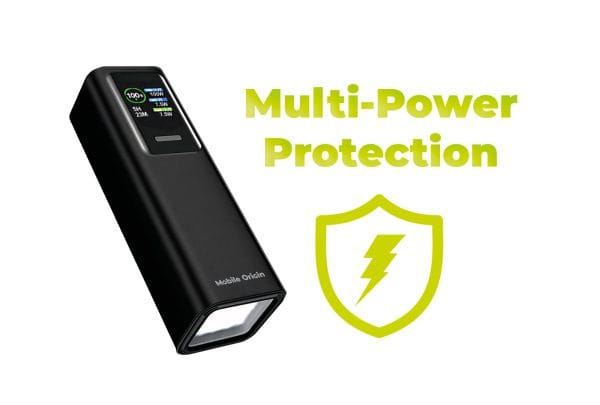 Mobile Origin 30000 mAh TFT Display & Flashlight PowerBank PB17 - 2x USB-C + USB-A