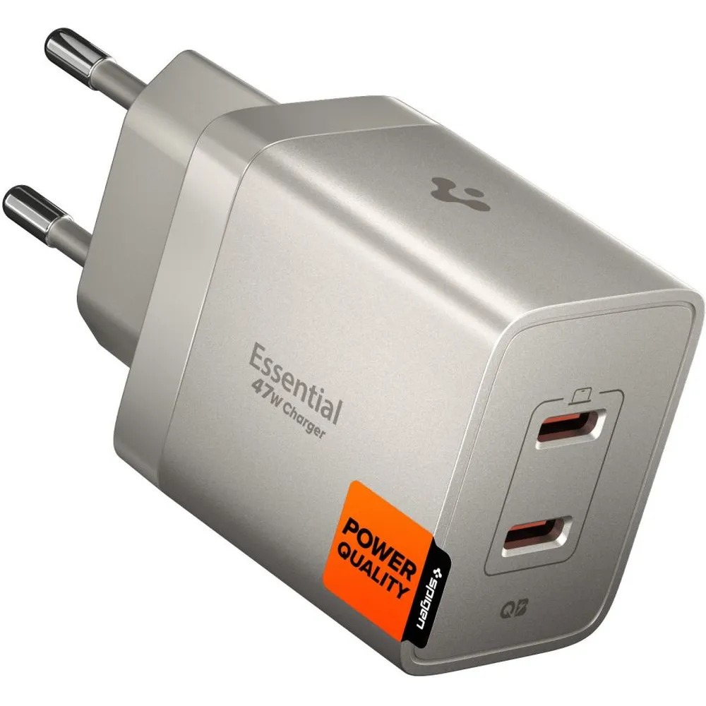 Φορτιστής Τοίχου Spigen Essential EE472EU-GAN 47W 2x USB-C Natural Titanium (ACH10451)