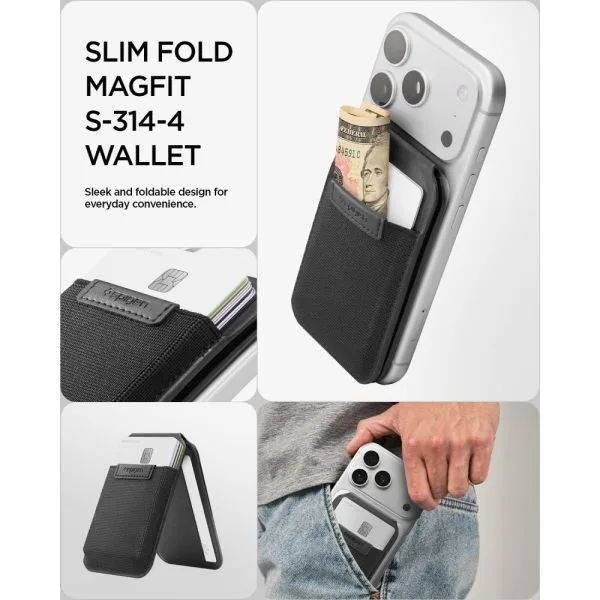 Πορτοφόλι MagSafe με Βάση Spigen S314-4 Slim Fold Black (AFA11591) - Image 9