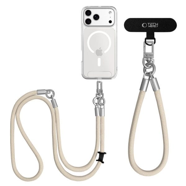 Λουράκι Κινητού Crossbody & Χεριού Tech-Protect C10S Rope Μπεζ / Τιτανίου - Image 5