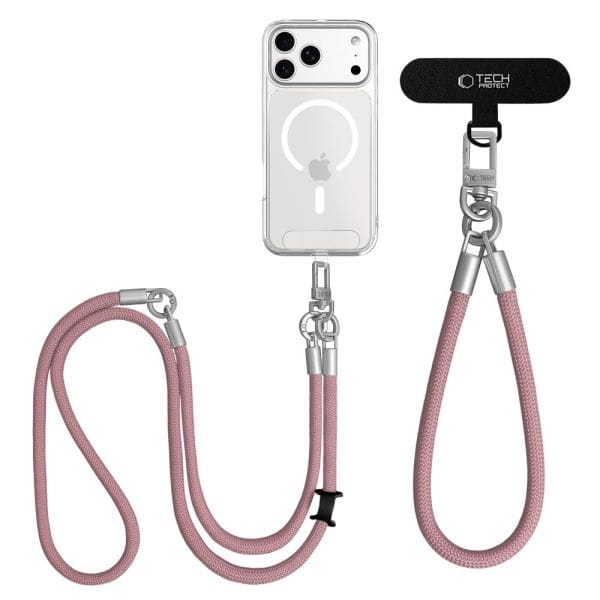 Λουράκι Κινητού Crossbody & Χεριού Tech-Protect C10S Rope Ροζ / Τιτανίου - Image 4