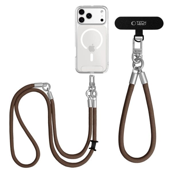 Λουράκι Κινητού Crossbody & Χεριού Tech-Protect C10S Rope Καφέ / Τιτανίου - Image 5