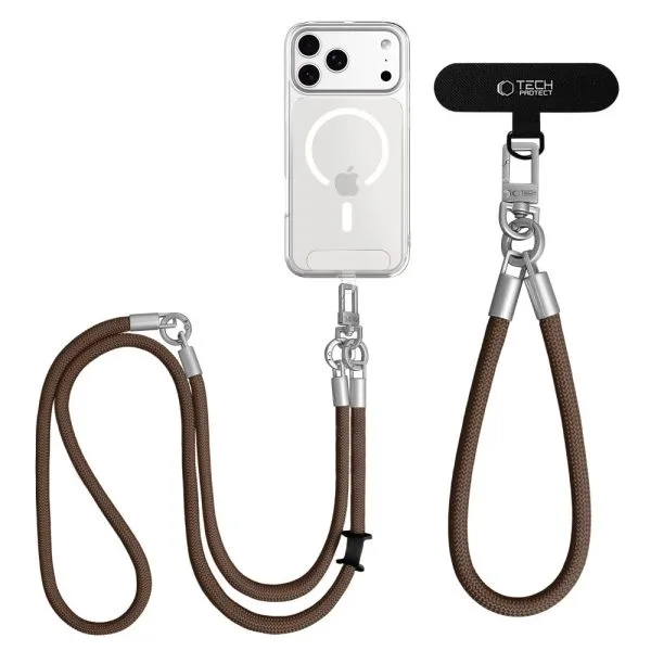 Λουράκι Κινητού Crossbody & Χεριού Tech-Protect C10S Rope Καφέ / Τιτανίου - Image 5
