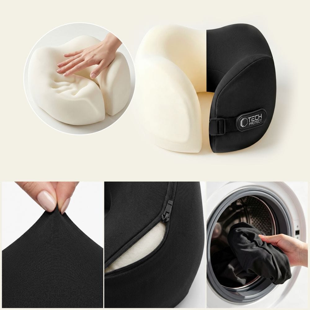 Μαξιλάρι Αυχένα Ταξιδίου Tech-Protect ComfortRest Memory Foam Μαύρο - Image 3