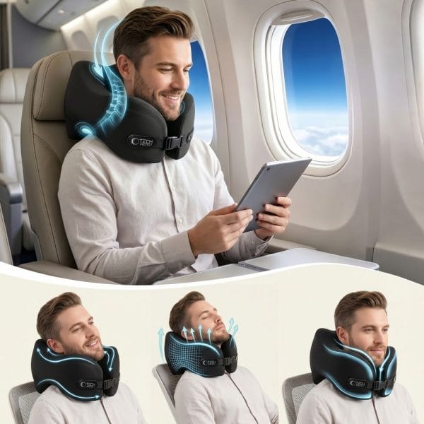 Μαξιλάρι Αυχένα Ταξιδίου Tech-Protect ComfortRest Memory Foam Μαύρο - Image 4