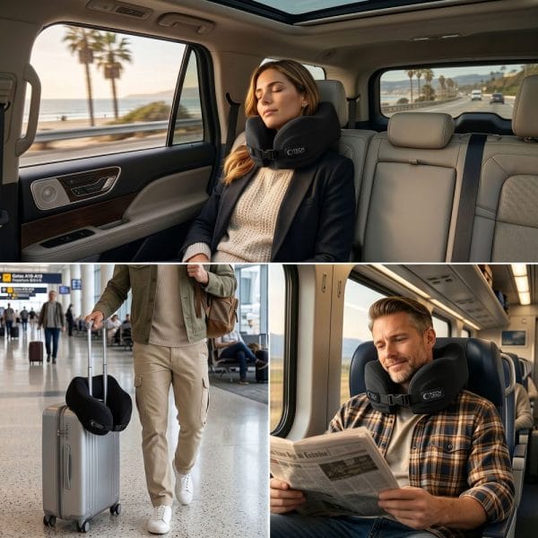 Μαξιλάρι Αυχένα Ταξιδίου Tech-Protect ComfortRest Memory Foam Μαύρο - Image 5