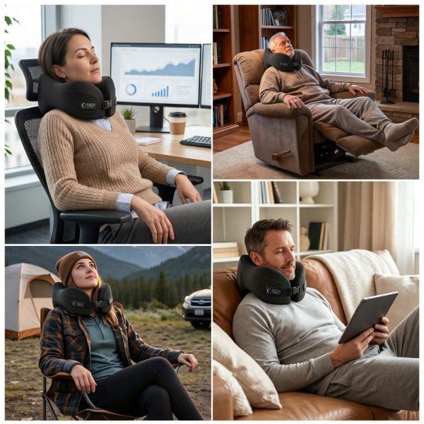 Μαξιλάρι Αυχένα Ταξιδίου Tech-Protect ComfortRest Memory Foam Μαύρο - Image 6