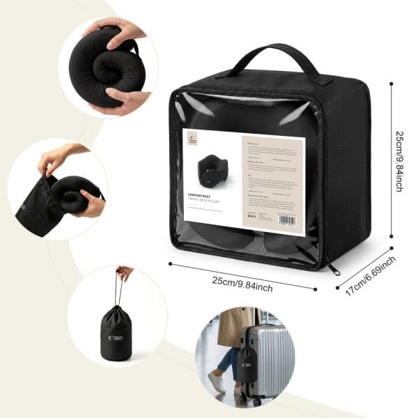 Μαξιλάρι Αυχένα Ταξιδίου Tech-Protect ComfortRest Memory Foam Μαύρο - Image 7