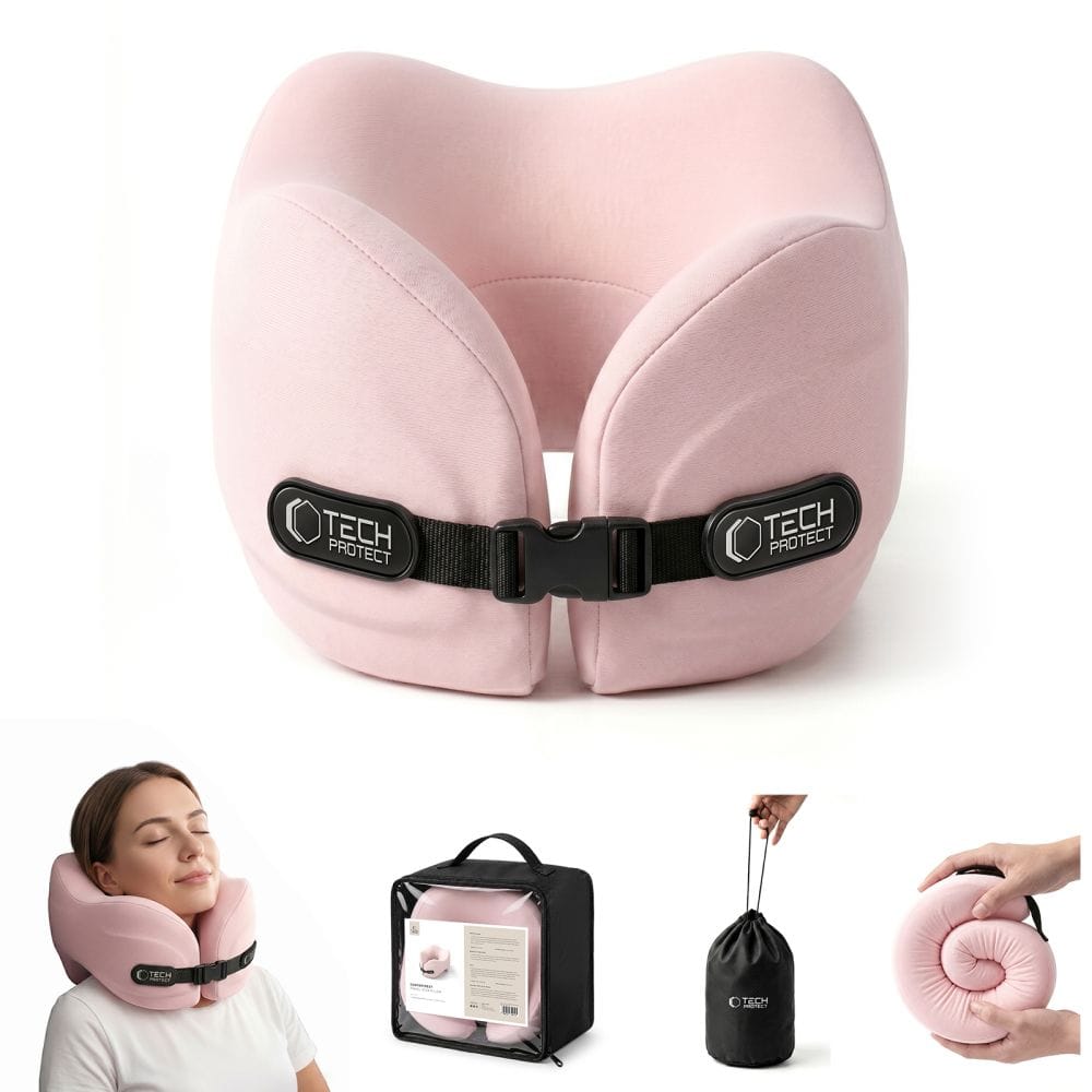 Μαξιλάρι Αυχένα Ταξιδίου Tech-Protect ComfortRest Memory Foam Ροζ - Image 2