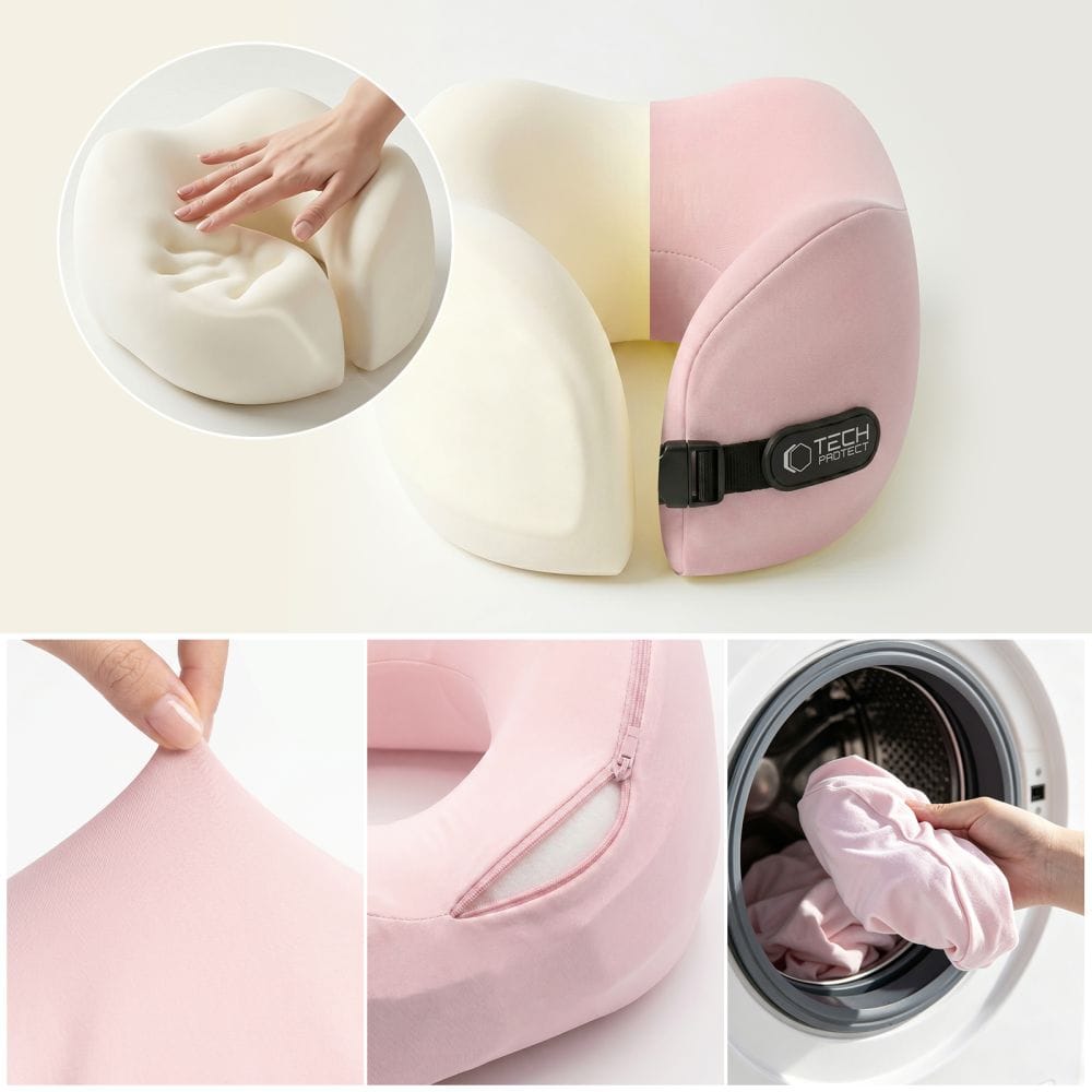 Μαξιλάρι Αυχένα Ταξιδίου Tech-Protect ComfortRest Memory Foam Ροζ - Image 3