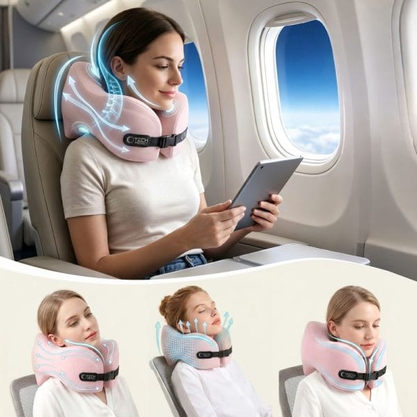 Μαξιλάρι Αυχένα Ταξιδίου Tech-Protect ComfortRest Memory Foam Ροζ - Image 4