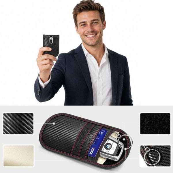 Θήκη Κλειδιών Αυτοκινήτου Tech-Protect KLR100 RFID Signal Blocker Carbon Black / Red - Image 4