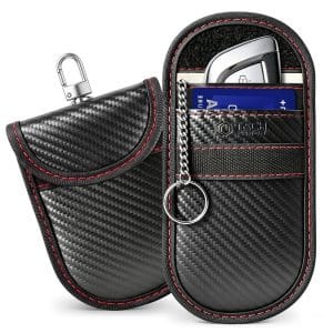 Θήκη κλειδιών αυτοκινήτου Tech-Protect KLR100 RFID Signal Blocker Carbon Black Red