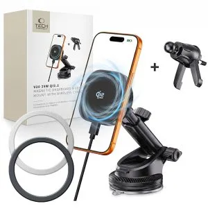 Μαγνητική βάση φόρτισης αυτοκινήτου Tech-Protect V20 ArcticBoost MagSafe Qi2.2 25W μαύρη