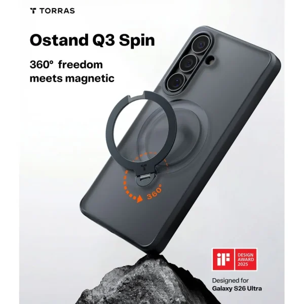 Θήκη Samsung Galaxy S26 Torras Ostand Q3 Spin Obsidian Black - Image 10
