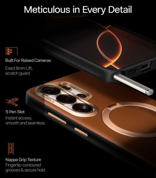 Θήκη Samsung Galaxy S26 Ultra Torras Ostand Q3 VegSkin Amber Brown - Image 8