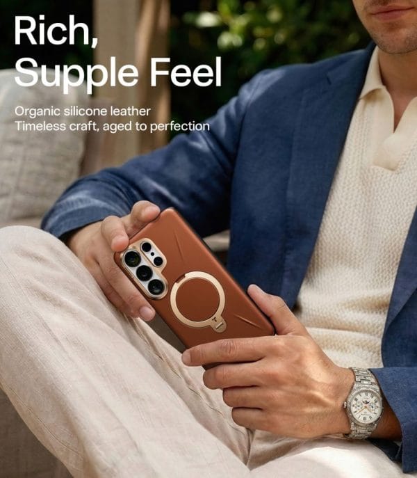 Θήκη Samsung Galaxy S26 Ultra Torras Ostand Q3 VegSkin Amber Brown - Image 9