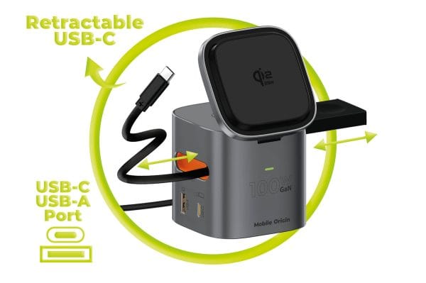 Mobile Origin 100W Qi2 25W Foldable Charger PW37 MagSafe Compatible