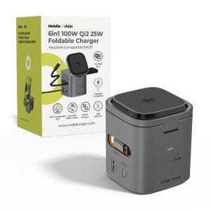 Ασύρματος Φορτιστής 6 σε 1 Mobile Origin PW37 Foldable Qi2 25W MagSafe 100W Space Gray