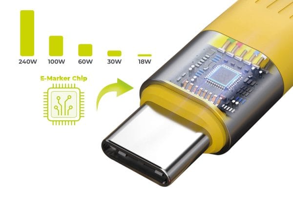 Mobile Origin 240W 40Gbps 8K USB-C Keychain Cable CB17 Yellow