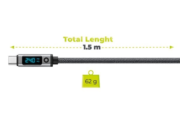 Mobile Origin 240W 80Gbps 8K/60Hz LED Display USB-C Cable 1.5m CB18