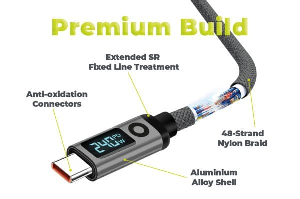 Mobile Origin 240W 80Gbps 8K/60Hz LED Display USB-C Cable 1.5m CB18