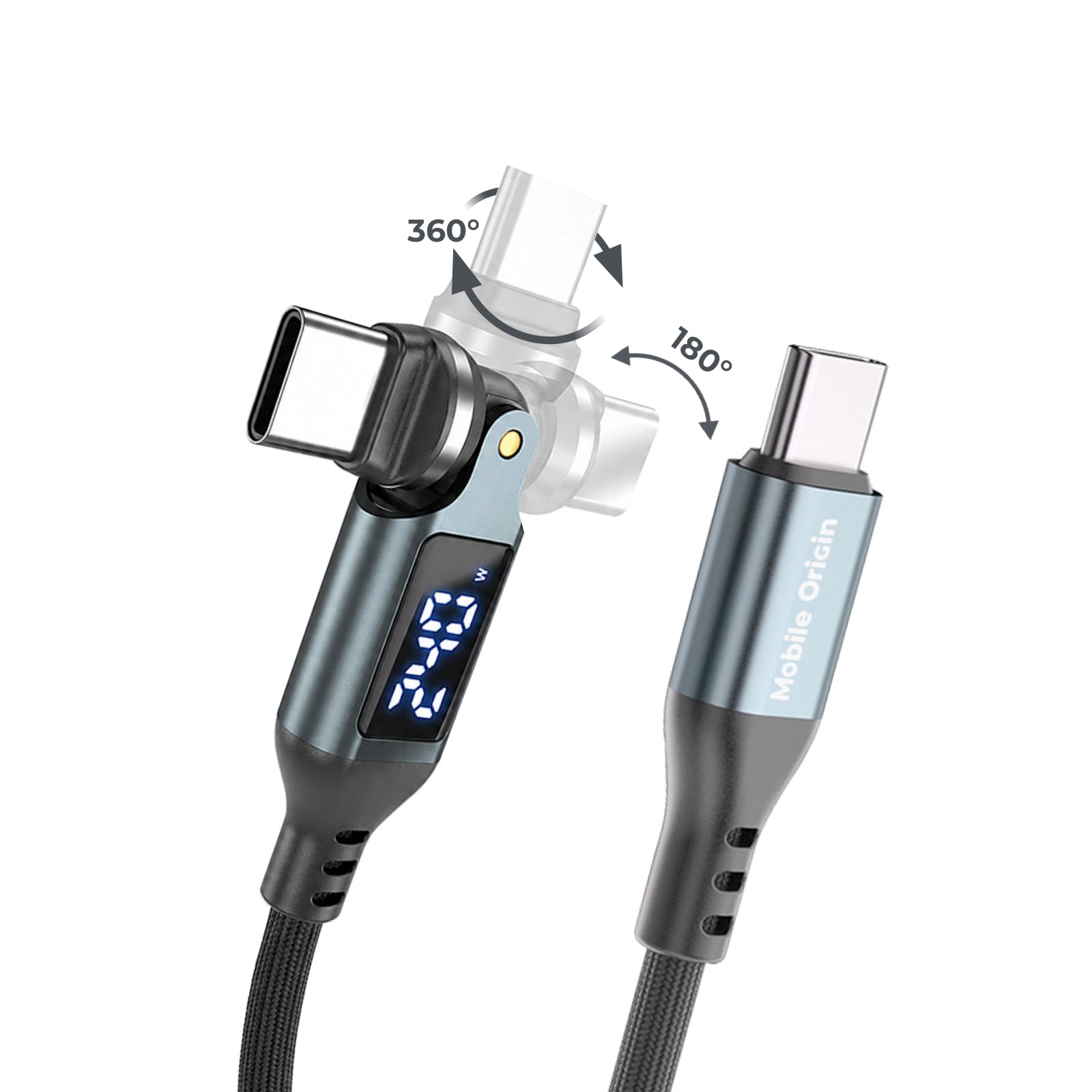 Mobile Origin 240W Display 540° Rotating USB-C to USB-C Cable 1 m CB16