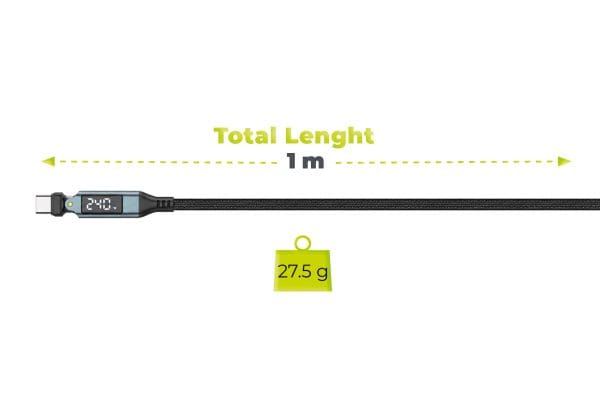 Mobile Origin 240W Display 540° Rotating USB-C to USB-C Cable 1 m CB16