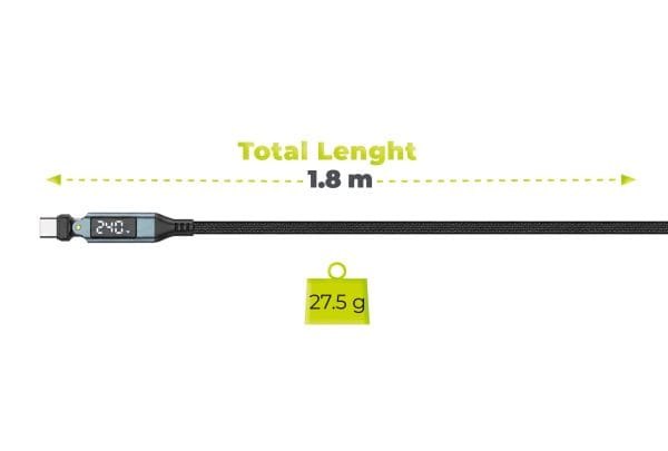 Mobile Origin 240W Display 540° Rotating USB-C to USB-C Cable 1.8 m CB16