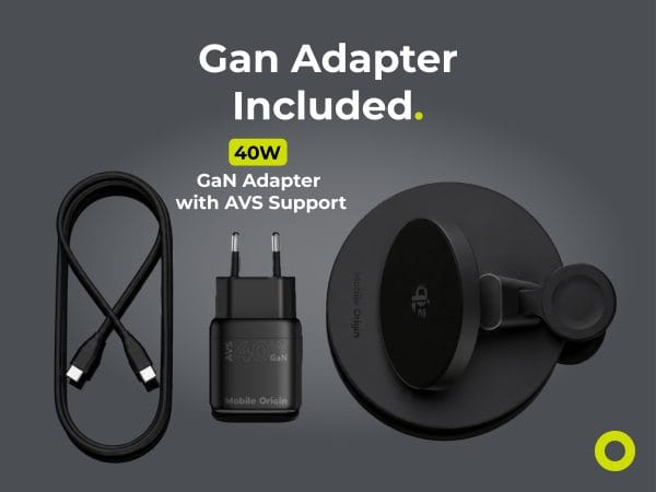 Mobile Origin Qi2 25W PowerStand Pro 3in1 with 40-60W AVS GaN Charger PW40 Black