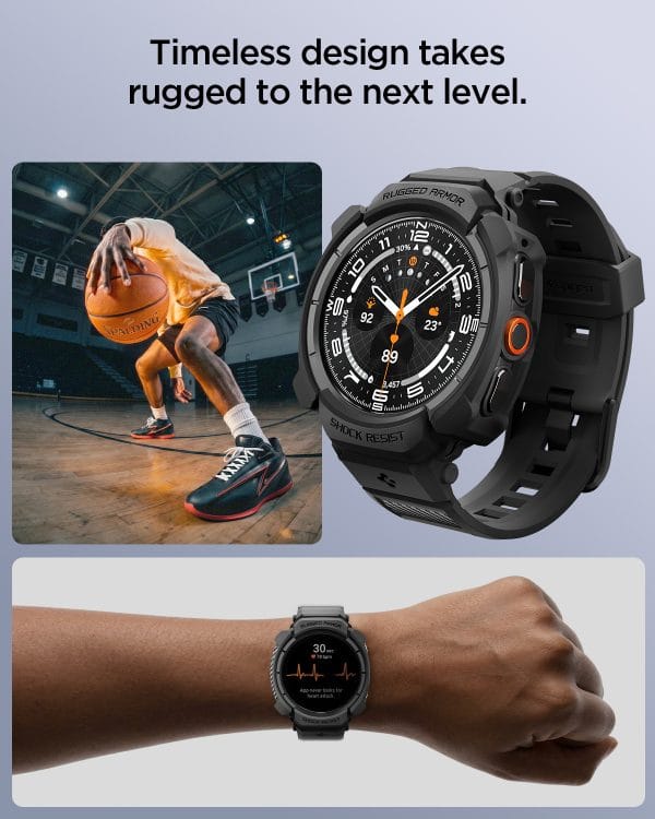 Spigen Rugged Armor Pro matte black - Samsung Galaxy Watch Ultra 2 47mm