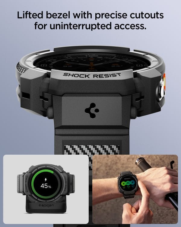 Spigen Rugged Armor Pro matte black - Samsung Galaxy Watch Ultra 2 47mm