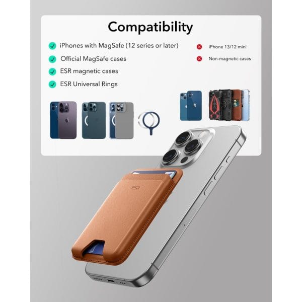 Μαγνητικό Πορτοφόλι MagSafe ESR Classic RFID 5 Καρτών Caramel Brown - Image 8