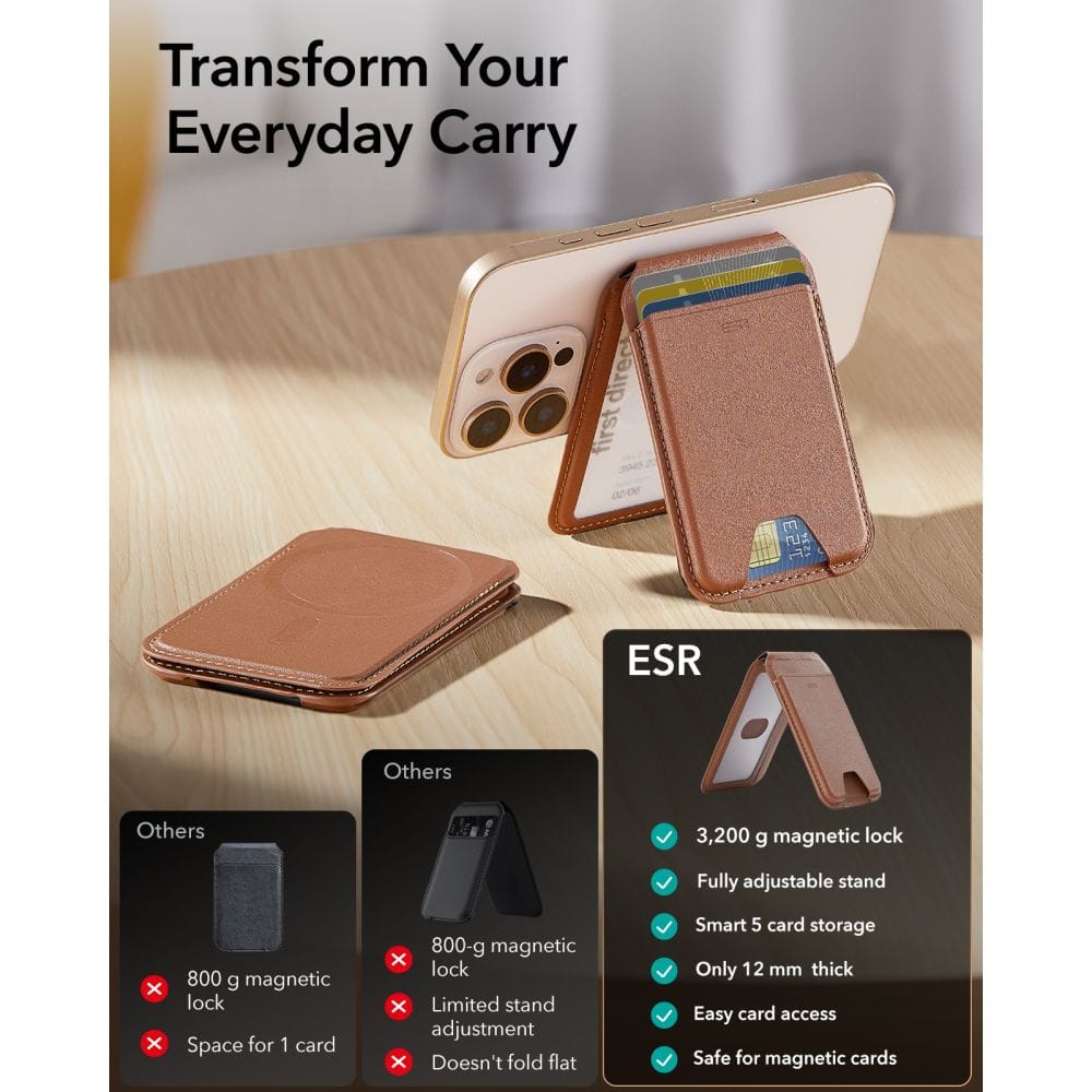 Μαγνητικό Πορτοφόλι MagSafe ESR Classic RFID Wallet Stand 5 Καρτών Brown - Image 2