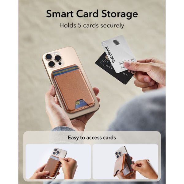 Μαγνητικό Πορτοφόλι MagSafe ESR Classic RFID Wallet Stand 5 Καρτών Brown - Image 5
