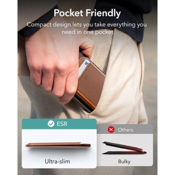 Μαγνητικό Πορτοφόλι MagSafe ESR Classic RFID Wallet Stand 5 Καρτών Brown - Image 7
