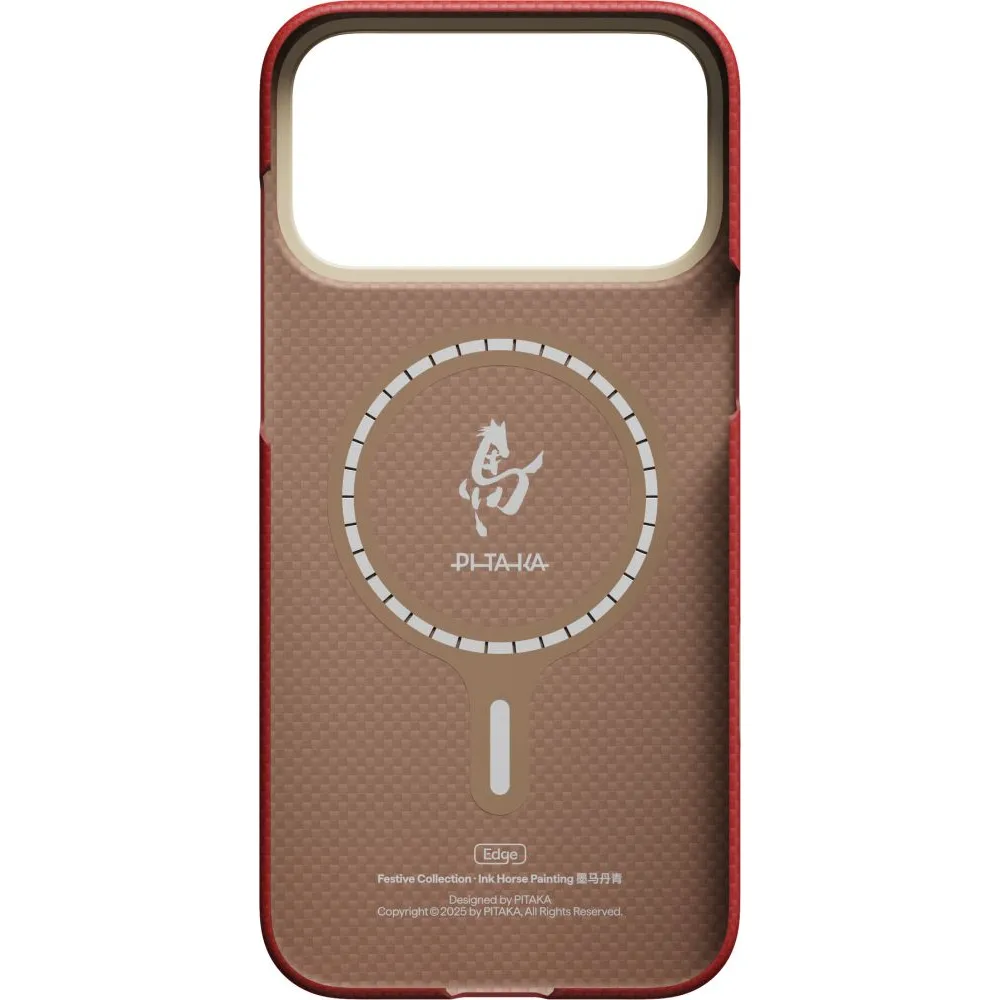 Θήκη iPhone 17 Pro Pitaka Edge Case MagSafe Ink Horse Cinnabar - Image 3