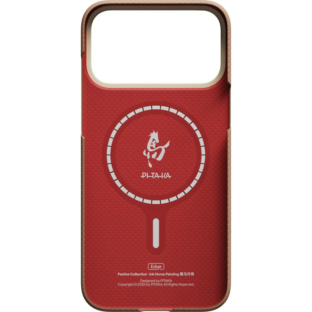 Θήκη iPhone 17 Pro Pitaka Edge Case MagSafe Ink Horse Gold & Jade - Image 3