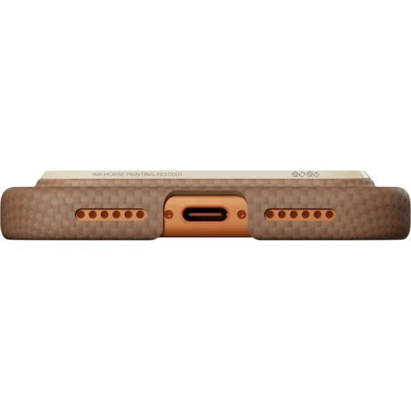 Θήκη iPhone 17 Pro Max Pitaka Edge Case MagSafe Ink Horse Gold & Jade - Image 4