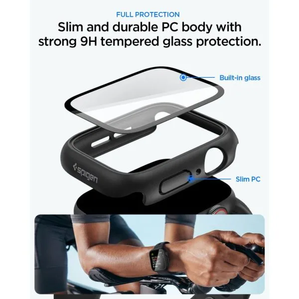 Θήκη με Τζάμι Apple Watch 44mm Spigen Thin Fit 360 Black (ACS11592) - Image 4