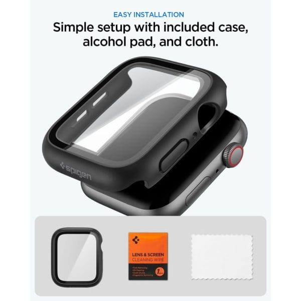 Θήκη με Τζάμι Apple Watch 44mm Spigen Thin Fit 360 Black (ACS11592) - Image 8