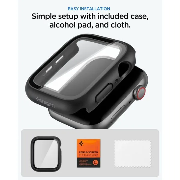 Θήκη με Τζάμι Apple Watch 44mm Spigen Thin Fit 360 Black (ACS11592) - Image 8