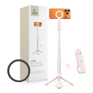 Selfie Stick και τρίποδο κινητού Tech-Protect L11S MagSafe Bluetooth Ροζ