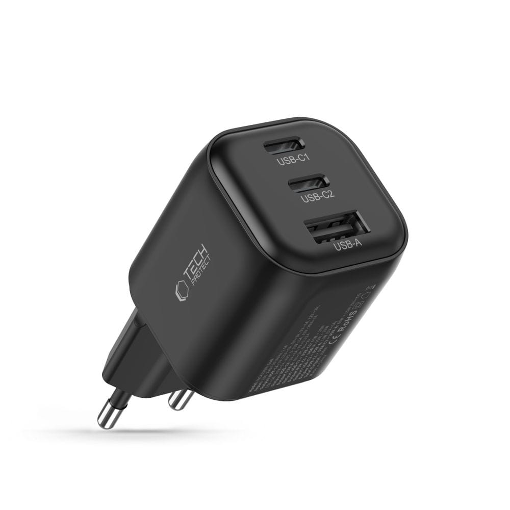 Φορτιστής Τοίχου GaN Tech-Protect NCA100W-GaN-AVS 100W 2x USB-C + USB-A Black - Image 2