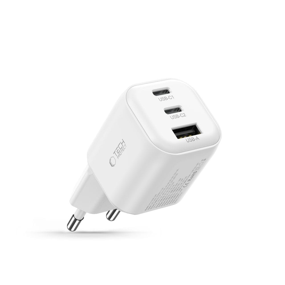 Φορτιστής Τοίχου GaN Tech-Protect NCA100W-GaN-AVS 100W 2x USB-C + USB-A White - Image 2