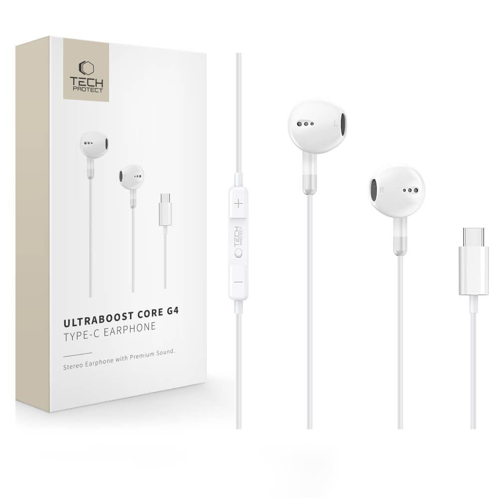 Ενσύρματα Ακουστικά USB-C Tech-Protect UltraBoost Core G4 White